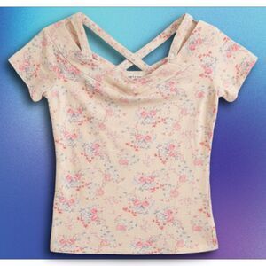 Size XS Tally Weijl Floral Y2K Crossback Top